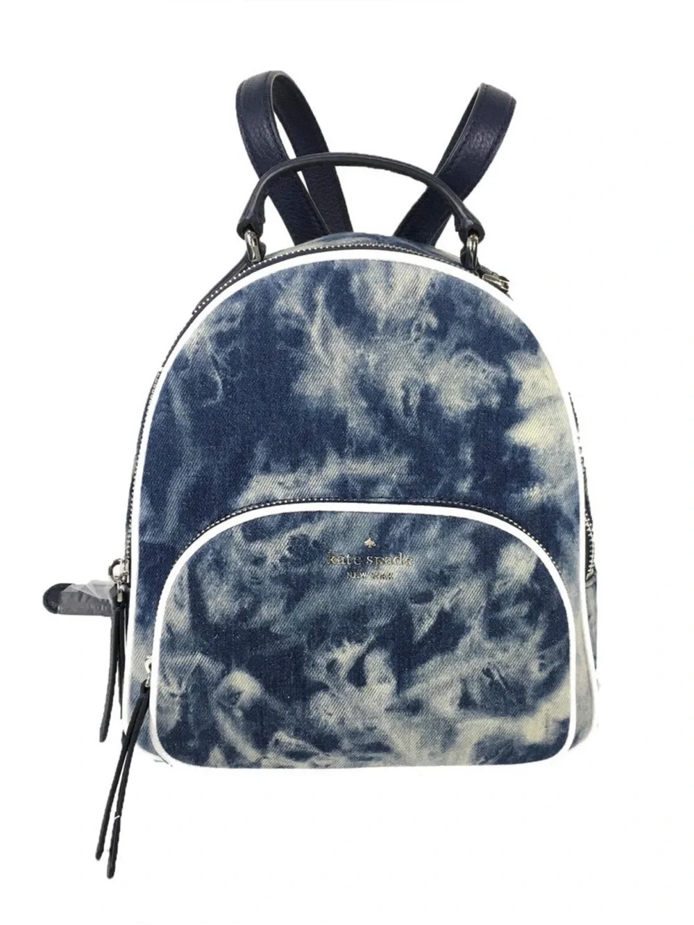 kate spade Navy and White Tie-Dye Denim Mini Backpack
